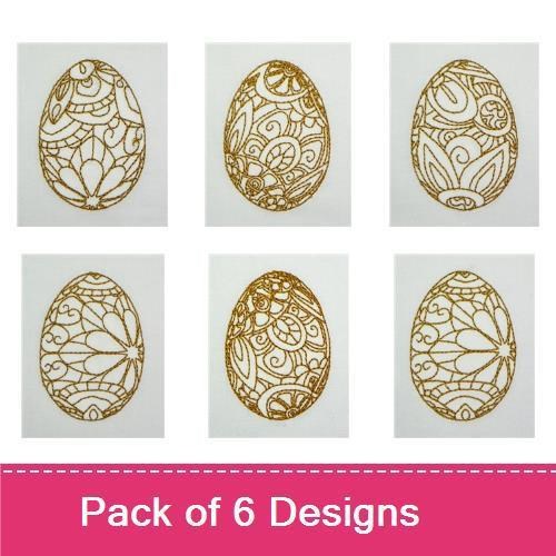 Redwork Easter Egg Embroidery Designs Bundle – Elegant Lace Easter Eggs 1-6 & More (6 Designs)