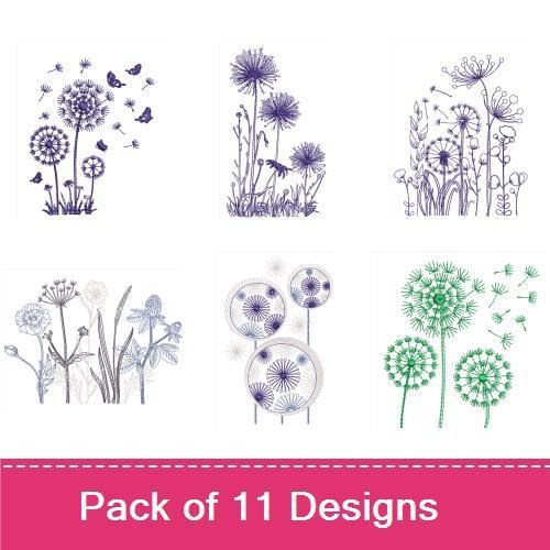 Dandelion & Butterfly Embroidery Bundle – Dandelion Cluster with Butterflies, Dandelion Fairy, & More (11 Designs)