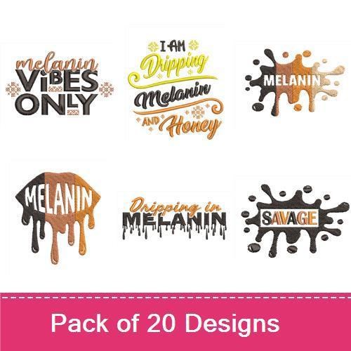 Celebration of Melanin and Beauty Embroidery Designs Bundle – Black Girl Magic, Melanin Princess, Melanin Vibes Only & More (20 Designs)