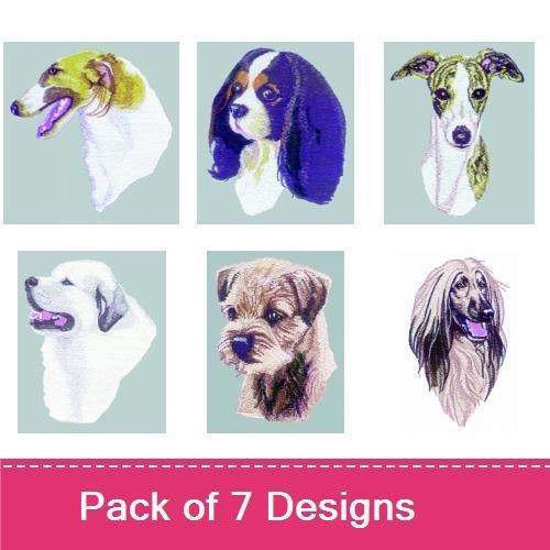 Greyhound & Cavalier King Charles Spaniel Embroidery Bundle – Dog Breeds (7 Designs)