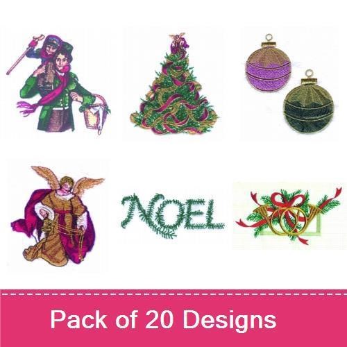 Classic Christmas Embroidery Bundle – Christmas Tree, Victorian Caroler, Christmas Ornament & More (10 Designs)