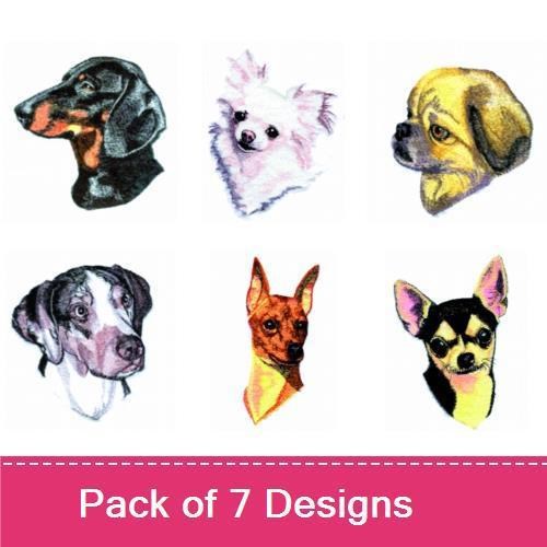 Dachshund & Pomeranian Embroidery Bundle – Adorable Dog Faces (7 Designs)