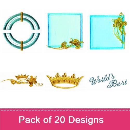 Elegant Floral & Monogram Embroidery Bundle – Mom Monogram, Crown Design, Flower Frame & More (10 Designs)