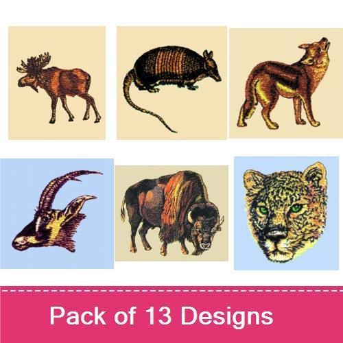 Wild Animal Embroidery Bundle – Moose, Armadillo & More (6 Designs)