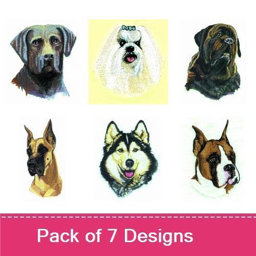Dog Breed Embroidery Bundle – Great Dane, Maltese, Bullmastiff & More (7 Designs)