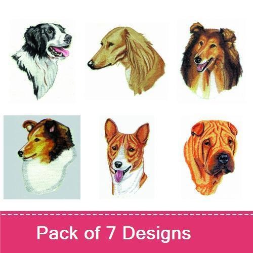 Dog Breed Embroidery Bundle – Border Collie, Golden Retriever & More (7 Designs)