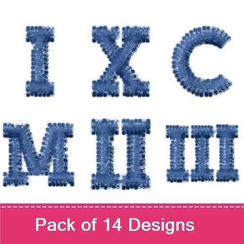 Denim Alphabet Letters Embroidery Designs Bundle – Denim Letter I, Denim Letter II, Denim Letter III & More (14 Designs)
