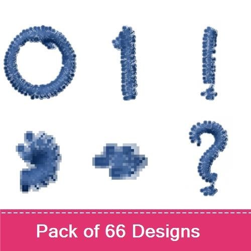 Denim-themed Numbers Embroidery Designs Bundle – Number 0, Number 1, Number 2, Number 3 & More (66 Designs)