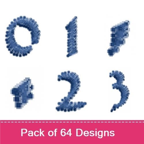 Blue Denim Numbers Embroidery Designs Bundle – Number 0, Number 1, Number 2, Number 3 & More (64 Designs)