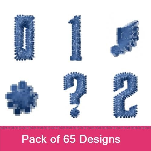 Denim Style Numbers Embroidery Designs Bundle – Denim Number 0, Denim Number 1, Denim Number 2 & More (65 Designs)