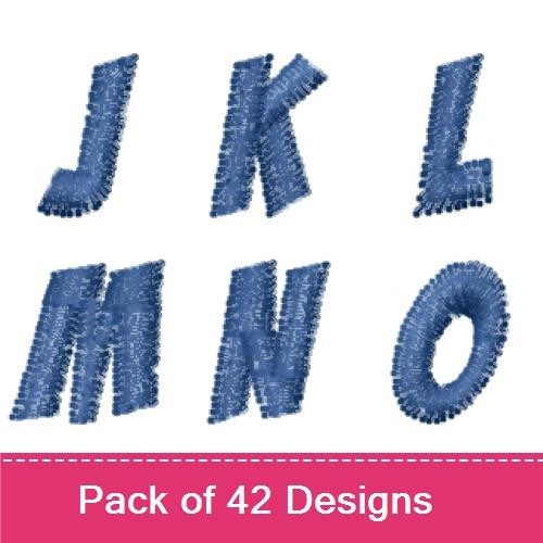 Denim Style Numbers & Symbols Embroidery Designs Bundle – Denim Number 0, Denim Number 1, Denim Symbol & More (42 Designs)