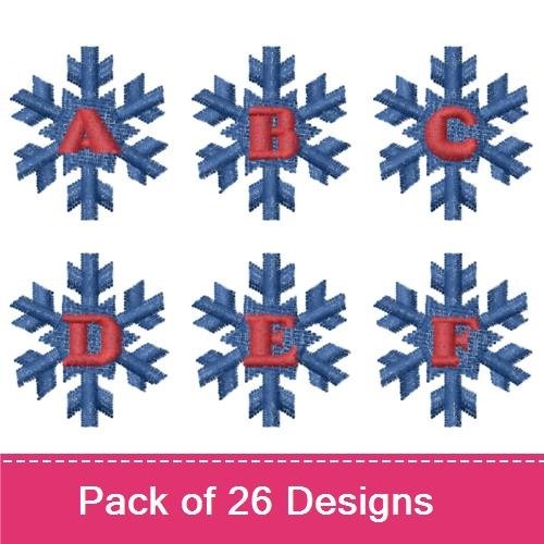 Winter Snowflake Alphabet Embroidery Designs Bundle – Snowflake Letter A, B, C & More (26 Designs)