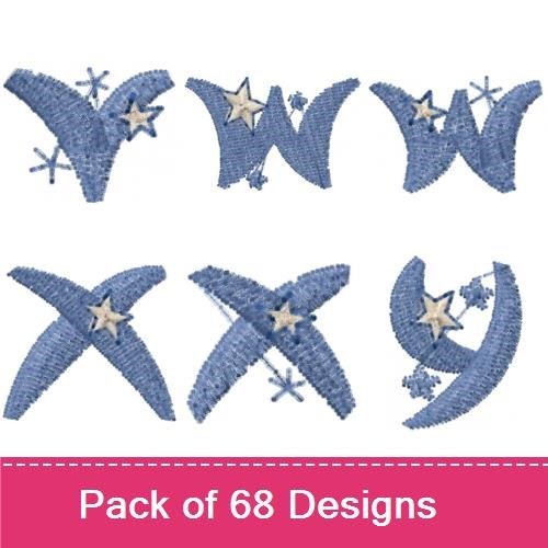 Star & Moon Number Embroidery Designs Bundle – Number 1 with Star, Number 2 with Star, Number 3 with Moon & More (68 Designs)