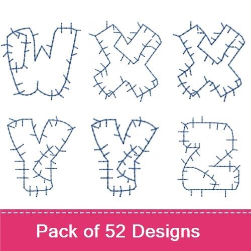 Alphabet Letters Embroidery Designs Bundle – Stitched Letter A, Stitched Letter B, Stitched Letter C & More (52 Designs)