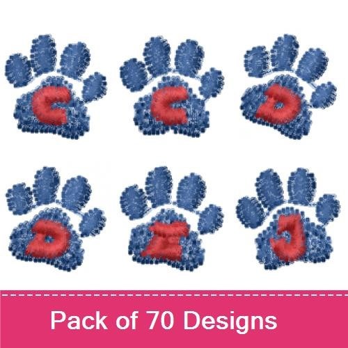 Paw Print Alphabet Embroidery Bundle – Letter Designs (70 Designs)