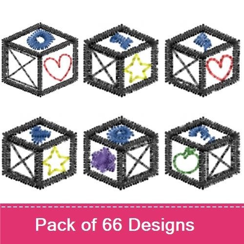 Floral Alphabet Block Embroidery Designs Bundle – Heart, Star, Circle, Flower & More (66 Designs)