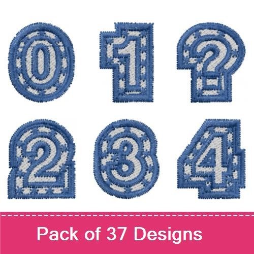 Denim Star Numbers & Alphabet Embroidery Bundle – Denim Star Number 0, Denim Star Number 1, & More (37 Designs)