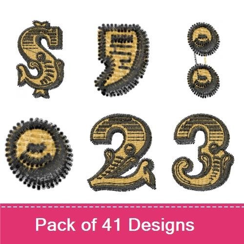 Vintage Steampunk Numbers Embroidery Designs Bundle – Number 0, Number 1, Number 2, Number 3 & More (41 Designs)