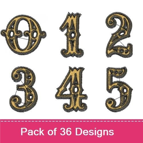 Ornate Letter & Vintage Number Embroidery Designs Bundle – Ornate Letter O, Number 1, Number 2 & More (36 Designs)