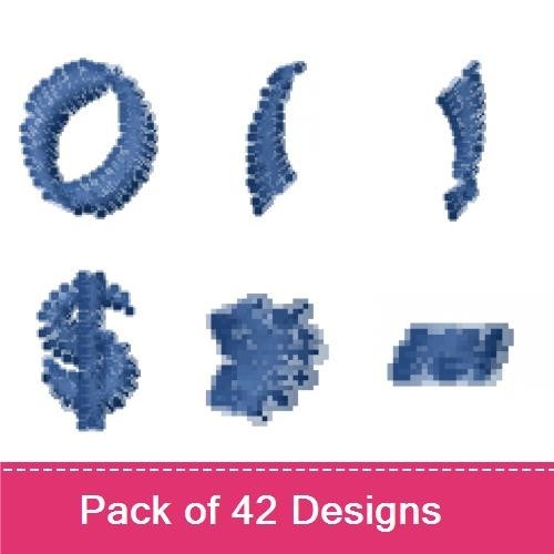 Denim Numbers Embroidery Designs Bundle – Denim Number 0, Denim Number 1, Denim Number 2 & More (42 Designs)