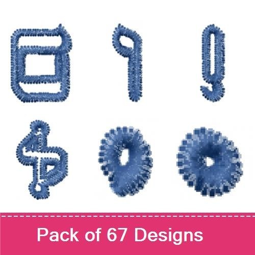 Denim Alphabet Embroidery Bundle – Letters A-Z, Numbers 0-9 & More (67 Designs)