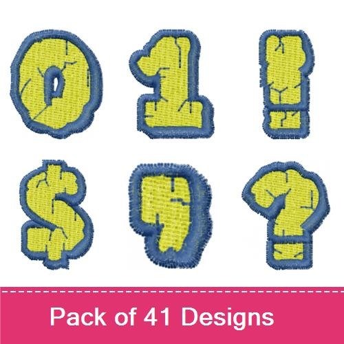 Cracked Numbers Embroidery Designs Bundle – Cracked Number 0, Cracked Number 1, Cracked Number 2 & More (41 Designs)