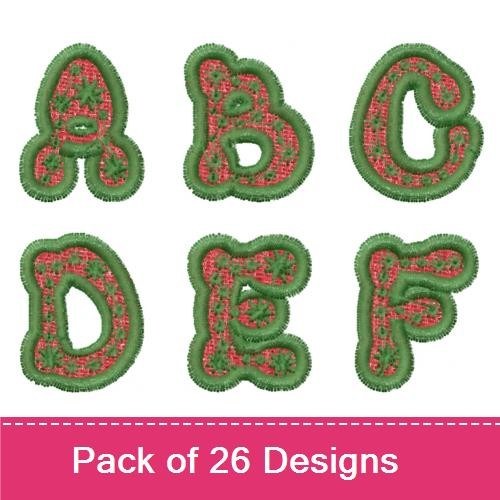 Applique Festive Alphabet Letters Embroidery Designs Bundle – Letter A, Letter B, Letter C & More (26 Designs)