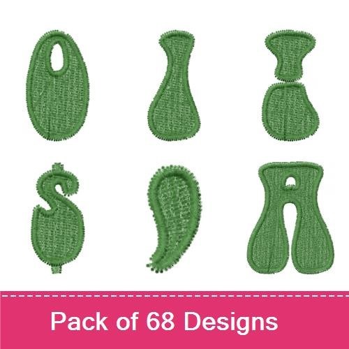 Applique Alphabet Letters Embroidery Bundle – Green Letter A, Green Letter B, Green Letter C & More (68 Designs)