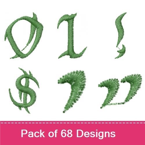 Elegant Green Script Alphabet Embroidery Designs Bundle – Green Script Letter O, Number 1, Number 2 & More (68 Designs)