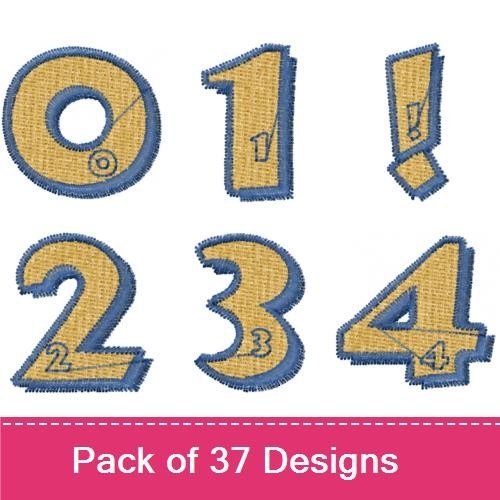 Applique Rustic Numbers and Letters Embroidery Designs Bundle – Number 0, Number 1, Number 2 & More (37 Designs)