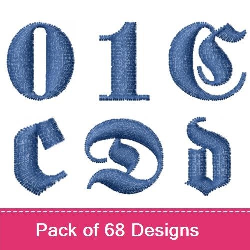 Numbers & Symbols Embroidery Designs Bundle – Vintage Blue 0, 1, 2, 3 & More (68 Designs)