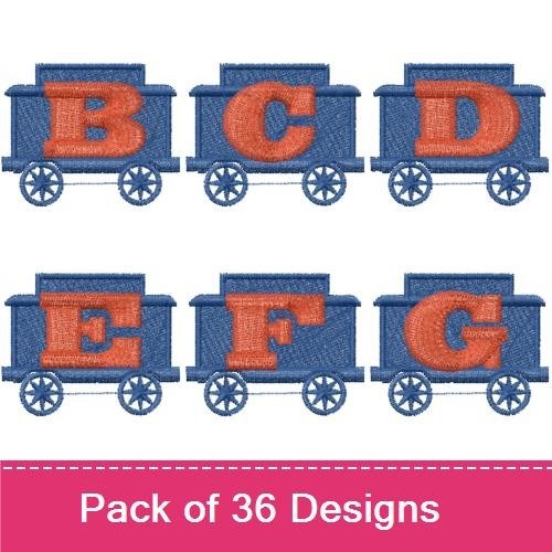 Train Cart Embroidery Designs Bundle – Train Cart with 0, Train Cart with 1, Train Cart with 2 & More (36 Designs)
