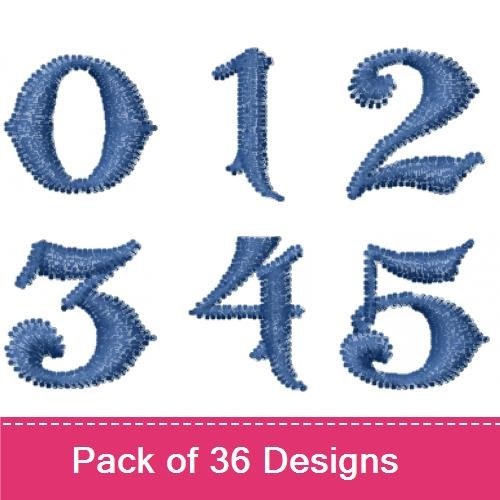 Vintage Blue Letters & Numbers Embroidery Bundle – Number 0, Number 1, Letter A & More (36 Designs)