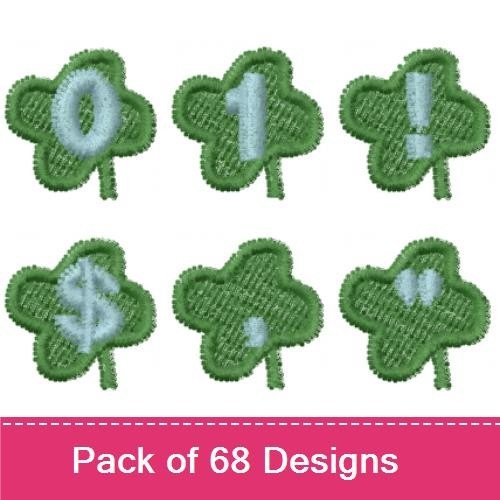 Shamrock Numbers Embroidery Designs Bundle – Shamrock with Number 0, Shamrock with Number 1, Shamrock with Number 2 & More (68 Designs)