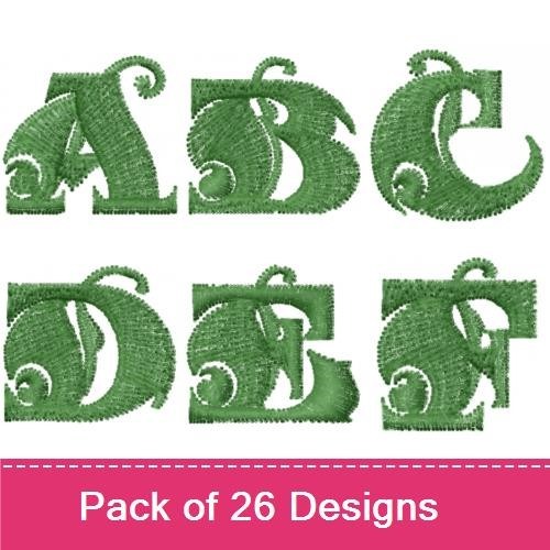 Elegant Green Alphabet Embroidery Designs Bundle – Elegant Green Letter A, B, C & More (26 Designs)