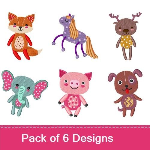 Fox, Unicorn & Elephant Embroidery Bundle – Fun Animal Designs (6 Designs)