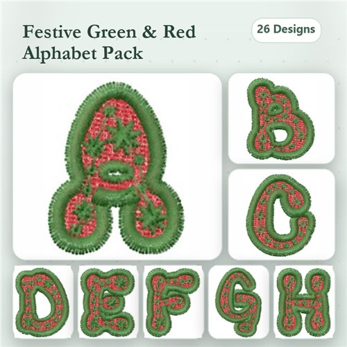 Applique Festive Alphabet Letters Embroidery Designs Bundle – Letter A, Letter B, Letter C & More (26 Designs)
