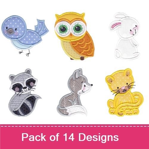 Animal Embroidery Bundle – Bluebird, Owl, Bunny & More (14 Designs)