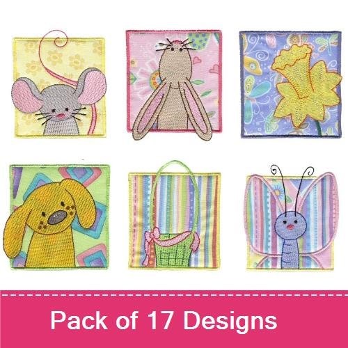 Mouse, Rabbit & Dog Embroidery Bundle – Floral and Animal Themes (17 Designs)
