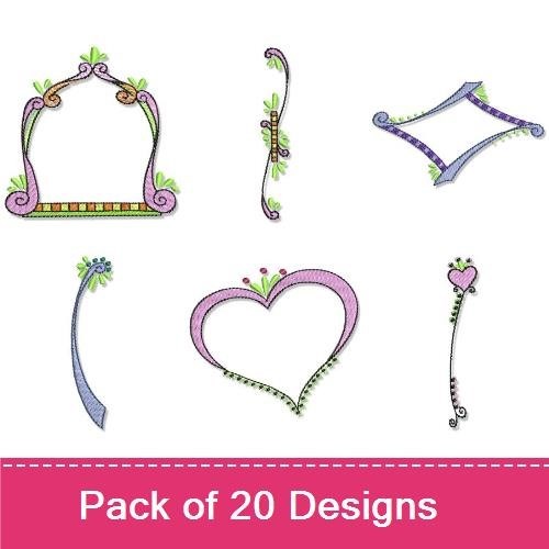 Floral Frame Embroidery Designs Bundle – Whimsical Floral Frame, Heart Floral Frame, Ornate Floral Frame & More (20 Designs)