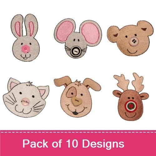 Animal Face Embroidery Bundle – Cute Designs (10 Designs)