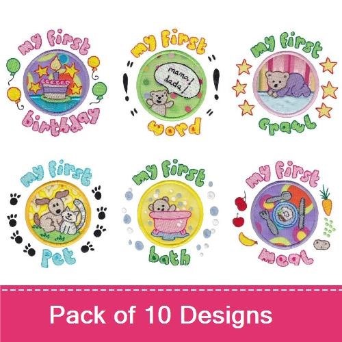 My First Embroidery Bundle – Baby Milestones (10 Designs)