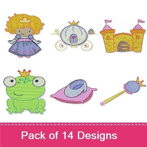 Princess and Fairy Tale Embroidery Designs Bundle – Princess with Crown, Fairy Princess, Carriage & More (14 Designs)