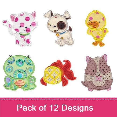 Polka Dot Cat & Puppy Embroidery Bundle – Fun Animal Designs (12 Designs)