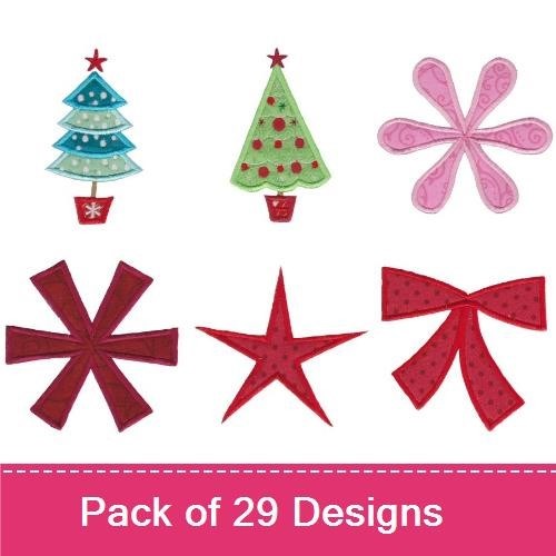 Applique Festive Christmas Ornaments Embroidery Designs Bundle – Christmas Tree, Wreath, Stockings & More (29 Designs)