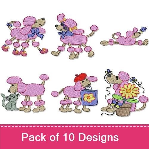 Poodle Embroidery Bundle – Cute & Stylish Designs (10 Designs)