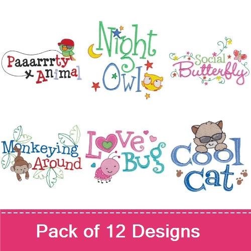 Party Animal & Night Owl Embroidery Bundle – Fun and Whimsical Designs (12 Designs)