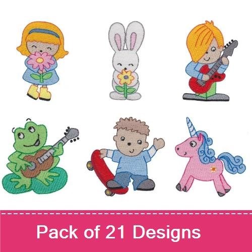 Cute Characters Embroidery Bundle – Fun Designs (21 Designs)