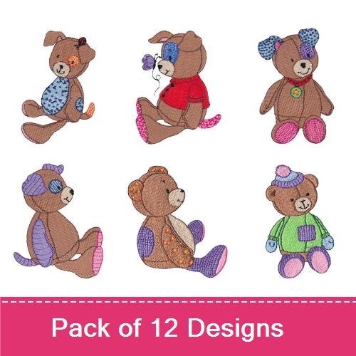 Sitting Dog & Bear Embroidery Bundle – Cute & Playful (12 Designs)