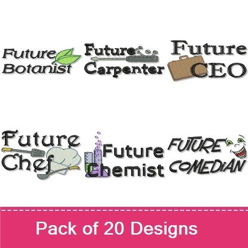 Future Careers Embroidery Designs Bundle – Astronaut, Artist, Beautician & More (20 Designs)